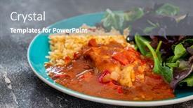  Presentation with peppers - Colorful presentation enhanced with basque-braised-chicken-with-peppers backdrop and a gray colored foreground