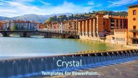  Presentation with dam - Presentation design consisting of basque-country-tholosa background and a ocean colored foreground