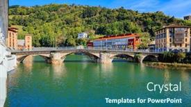  Presentation with dam - PPT theme featuring basque-country-tholosa background and a ocean colored foreground