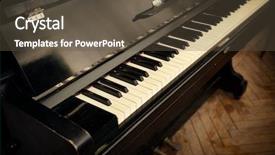  Presentation with bass clef - Slide set having bass clef - close-up of retro piano keys background and a tawny brown colored foreground