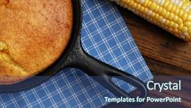  Presentation with kitchen towel - Theme having bass clef - freshly baked cornbread in vintage background and a ocean colored foreground