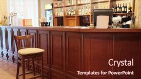  Presentation with restaurant - Beautiful slide deck featuring bass clef - interior of a bar backdrop and a tawny brown colored foreground