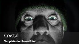  Presentation with blue eyes - Colorful presentation theme enhanced with bass clef - low key dramatic lighting portrait backdrop and a dark gray colored foreground