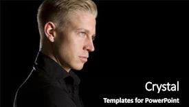  Presentation with black dark neuron connections - PPT theme with bass clef - side-face low key portrait background and a black colored foreground