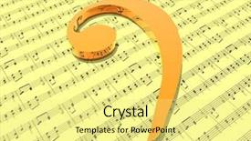  Presentation with bass clef - Colorful slide deck enhanced with bass clef on sheet backdrop and a blonde colored foreground