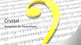  Presentation with bass clef - Amazing PPT theme having 3d rendering musical notes - bass clef on sheet backdrop and a white colored foreground