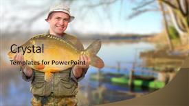  Presentation with lake fish - Theme having bass fish - fisherman with his big carp background and a yellow colored foreground