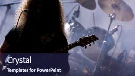  Presentation with bass guitar - Presentation theme with bass guitar - guitarist silhouette background and a ocean colored foreground