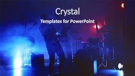  Presentation with music band - PPT theme having bass guitar - music band performing on stage background and a navy blue colored foreground