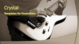  Presentation with bass guitar - Amazing slide deck having cartoon cheerful sun juggling clouds watercolor and ink illustration backdrop and a gold colored foreground