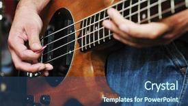  Presentation with bass guitar - Beautiful presentation featuring bass guitar - young music player and band backdrop and a ocean colored foreground