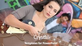  Presentation with bass guitar - Theme enhanced with bass guitar - young people playing background and a coral colored foreground