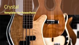  Presentation with bass guitar - Presentation with bass-guitar-fretboards-and-strings background and a tawny brown colored foreground