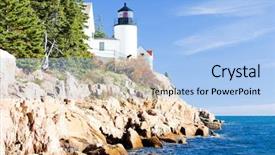  Presentation with lighthouse - Audience pleasing slide deck consisting of bass harbor lighthouse maine usa backdrop and a light blue colored foreground