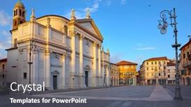  Presentation with bassano - Cool new PPT theme with bassano-del-grappa-italy-church backdrop and a dark gray colored foreground