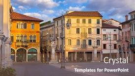  Presentation with landscape architecture - Colorful presentation enhanced with bassano-del-grappa-italy-square backdrop and a tawny brown colored foreground