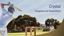 Presentation with cricket - Amazing slide set having bat - rear view of player batting backdrop and a lemonade colored foreground