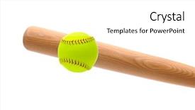  Presentation with yellow wood - Beautiful slides featuring bat hitting a yellow softball backdrop and a white colored foreground