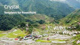  Presentation with rice terraces - Beautiful presentation design featuring ricefield - famous rice fields terraces backdrop and a  colored foreground