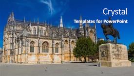  Presentation with monastery - Slide deck featuring batalha-monastery-portugal-architecture-background background and a ocean colored foreground