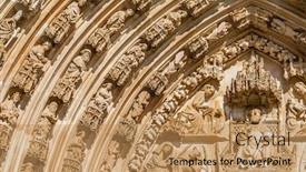  Presentation with gothic - Presentation theme consisting of batalha monastery tympanum voussiors and archivolts of the gothic portal masterpiece of the gothic and manueline portugal unesco world heritage site background and a coral colored foreground