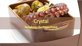  Presentation with octopus - Slide set consisting of potatoes polvo a lagareiro com background and a tawny brown colored foreground