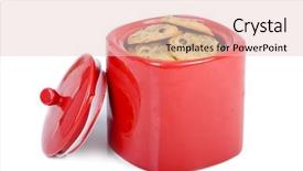  Presentation with chocolate chip cookies - Cool new theme with batch of fresh chocolate chip cookies in a bright red jar backdrop and a lemonade colored foreground