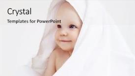  Presentation with baby shower - PPT theme with bath - happy baby with a towel background and a light gray colored foreground