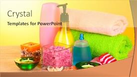  Presentation with yellow - Slides consisting of bath-accesories-on-yellow-background background and a  colored foreground