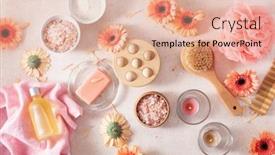  Presentation with natural products - Amazing PPT theme having bath-and-body-care-products backdrop and a lemonade colored foreground