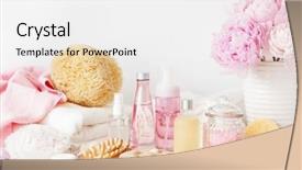 Presentation with beauty products - Beautiful theme featuring bath and spa with peony backdrop and a white colored foreground