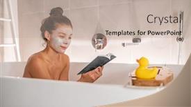  Presentation with weekend - Presentation design consisting of bath-at-home-woman-relaxing background and a mint green colored foreground