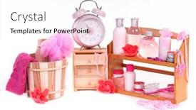  Presentation with cabinet - Audience pleasing PPT theme consisting of bath care set with a sauna bucket and cabinet with alarm clock isolated on white background backdrop and a white colored foreground