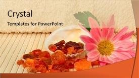  Presentation with shell - Presentation theme enhanced with bath composition towel shell amber and a flower background and a lemonade colored foreground