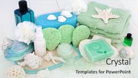  Presentation with aromatherapy oil - Audience pleasing PPT layouts consisting of bath foam aromatherapy essential oil backdrop and a mint green colored foreground