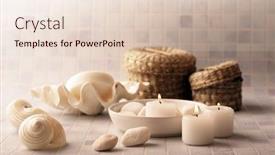  Presentation with shells - PPT theme consisting of bath-items-soap-candles-shells background and a lemonade colored foreground
