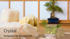  Presentation with handmade spa bath soap - PPT layouts featuring bath products and herbal tea background and a coral colored foreground