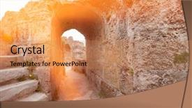  Presentation with roman - Audience pleasing theme consisting of bath roman - archway at antonine thermae tunis backdrop and a coral colored foreground