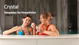  Presentation with swimming pool - Audience pleasing theme consisting of bath roman - two female friends drinking tea backdrop and a  colored foreground