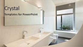  Presentation with apartment - PPT layouts having bath room - interior of apartment modern bathroom background and a soft green colored foreground