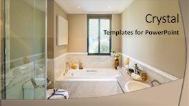  Presentation with toilet - Slide deck having bath room - interior of toilet in modern background and a  colored foreground