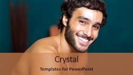  Presentation with man relaxing on massage table - Audience pleasing slide deck consisting of bath room fittings - handsome man relaxing backdrop and a coral colored foreground