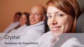  Presentation with health assisment suicide - Colorful PPT theme enhanced with bath room fittings - relaxed woman smiling in health backdrop and a light gray colored foreground