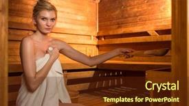  Presentation with sensuality woman black angel relaxing - Beautiful PPT theme featuring bath room fittings - young woman relaxing backdrop and a tawny brown colored foreground