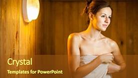  Presentation with relaxing - Amazing PPT layouts having bath room fittings - young woman relaxing backdrop and a  colored foreground
