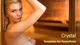  Presentation with relaxing - Cool new presentation design with bath room fittings - young woman relaxing backdrop and a  colored foreground