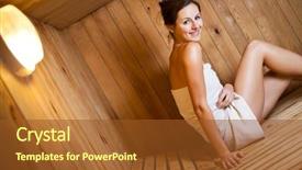  Presentation with relaxing - Theme having bath room fittings - young woman relaxing background and a  colored foreground