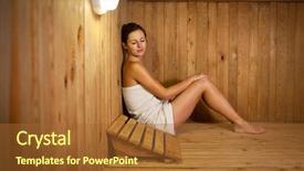  Presentation with relaxing - Cool new slide deck with bath room fittings - young woman relaxing backdrop and a  colored foreground