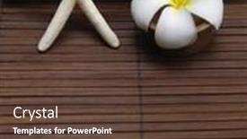  Presentation with woven - Beautiful PPT theme featuring bath salt in wooden spoon and starfish with frangipani on woven mat backdrop and a tawny brown colored foreground