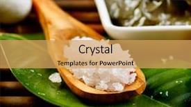  Presentation with salt - Audience pleasing slides consisting of bath salt sea spa treatments backdrop and a yellow colored foreground